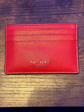 kate spade Red Saffiano Leather Card Case